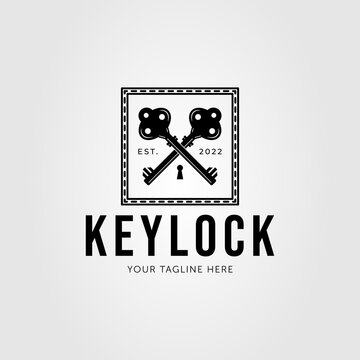 cross old key or lock logo vector illustration design