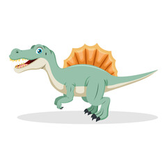 Cartoon funny green spinosaurus dinosaur