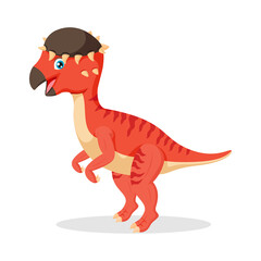 Cute happy pachycephalosaurus dinosaur cartoon