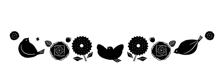 Flower Birds [ line mono ]
