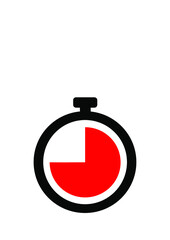 45 MINUTES. TIMER CLOCK WITH THREE QUARTERS OF AN HOUR IN RED.