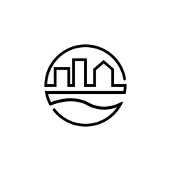 city simple logo in circle logo design monochrome