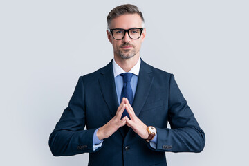 confident mature man in formal suit wear eyewear