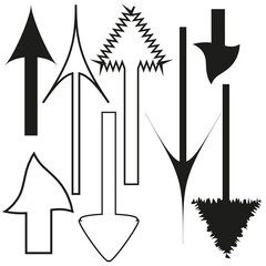 Different arrows in sketch style. Sketch flat drawing. Vector illustration. stock image. 