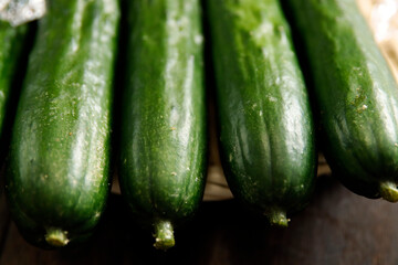 Multiple vegetable cucumbers on the table