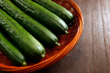 Multiple vegetable cucumbers on the table
