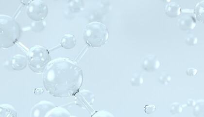 Cosmetic essence, liquid bubbles, molecules of liquid bubbles on the background. 3d rendering - obrazy, fototapety, plakaty