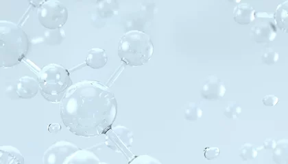 Fotobehang Cosmetic essence, liquid bubbles, molecules of liquid bubbles on the background. 3d rendering © lee