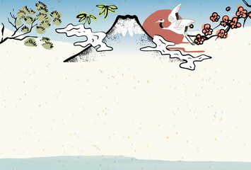 富士山　日の出背景イラスト