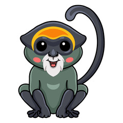 Cute de brazza's monkey cartoon sitting