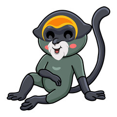 Cute de brazza's monkey cartoon sitting
