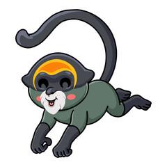 Cute de brazza's monkey cartoon jumping