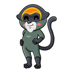 Cute de brazza's monkey cartoon standing