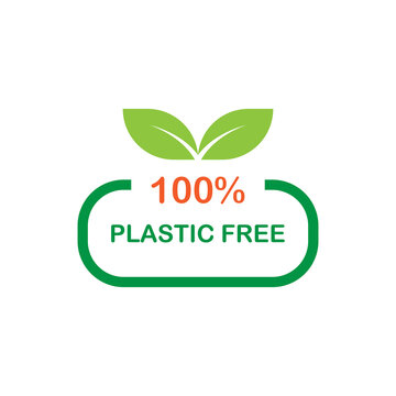 Plastic free green icon badge design isolated on white background