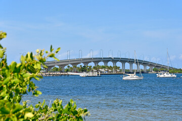 Causeway bridge going over to Jensen Beach in Florida. 