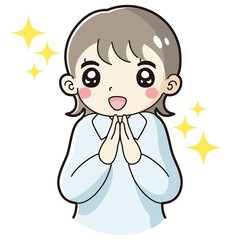 ときめく女性のイラスト（シャツ着用）