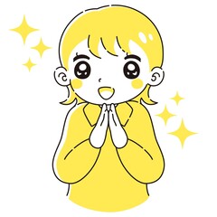 ときめく女性のイラスト（シャツ着用）