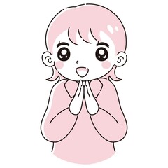 ときめく女性のイラスト（シャツ着用）