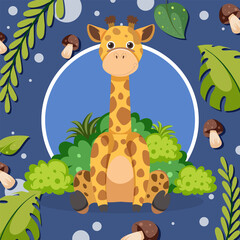 Cute giraffe in flat cartoon style