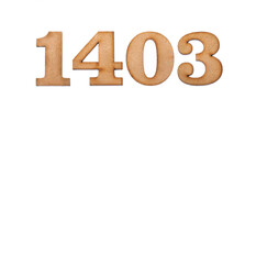 Number 1403 - Piece of wood isolated on white background
