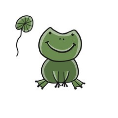 Obraz premium Little funny frog. Isolated on white background. Cartoon for your design