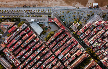 Aerial views for Barcelona beach, Spain
