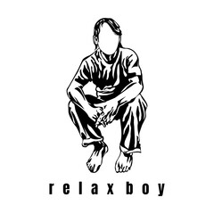 relax boy illustration icon logo design vector	