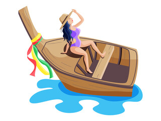 Girl on Long tail boat