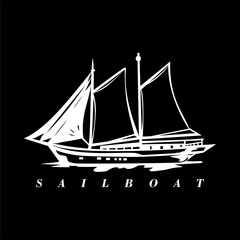 SAIL BOAT LOGO ILLUSTRATION DESIGN VECTOR
