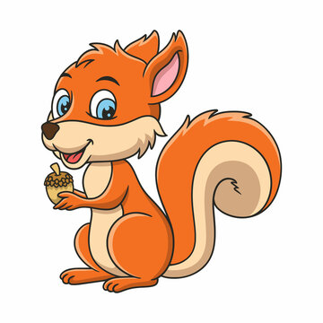 cartoon illustration the squirrel is getting ready to eat the pine tree seeds on the big, lush tree with fruit on it book or page for kids black and white