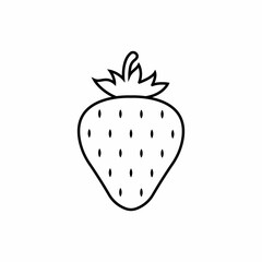Garden strawberry fruit icon. Vector EPS 10. Outline illustration in black. Isolated symbol on white background. Can be used for any platform or purpose dev, app, design, web, ui, ux, gui