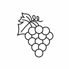 Grape bunch thin line black icon. Vector EPS 10. Simple fruit symbol on white. Isolated pictogram. Trendy flat sign used for fresh illustration, logo, mobile, app, design, web, dev, ui, ux, gui