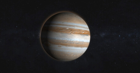 Ultra-realistic 3D Jupiter and stars. Jupiter from space. 3D render. © K. Vikas