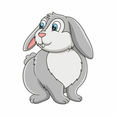 cartoon illustration the rabbit on the hay in the cage