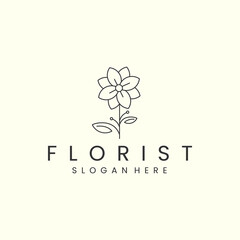 florist with linear style logo icon vector illustration. nature, floral, template design