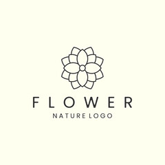 flower with linear style logo icon vector illustration. nature, floral, template design