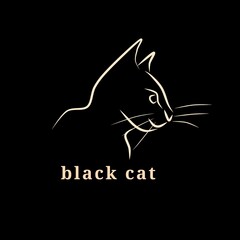 Black Cat Logo with Cat Head and Tail