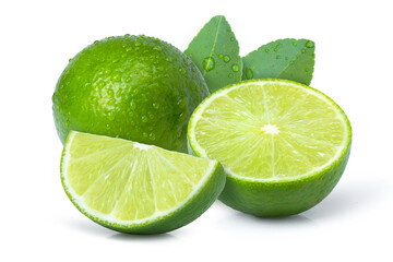 lime and slice isolated on white background