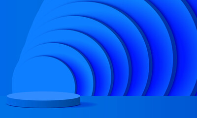 Fototapeta premium blue podium in the blue studio room 