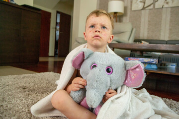 Natural vaccination. Contagious disease. Sick child with chickenpox. Varicella virus or Chickenpox...