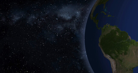 Planet earth from space. Global space exploration space travel concept. Digitally generated image.