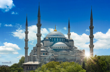 Turkey, Istanbul landmark Blue Mosque one of major spiritual and tourist attractions in.