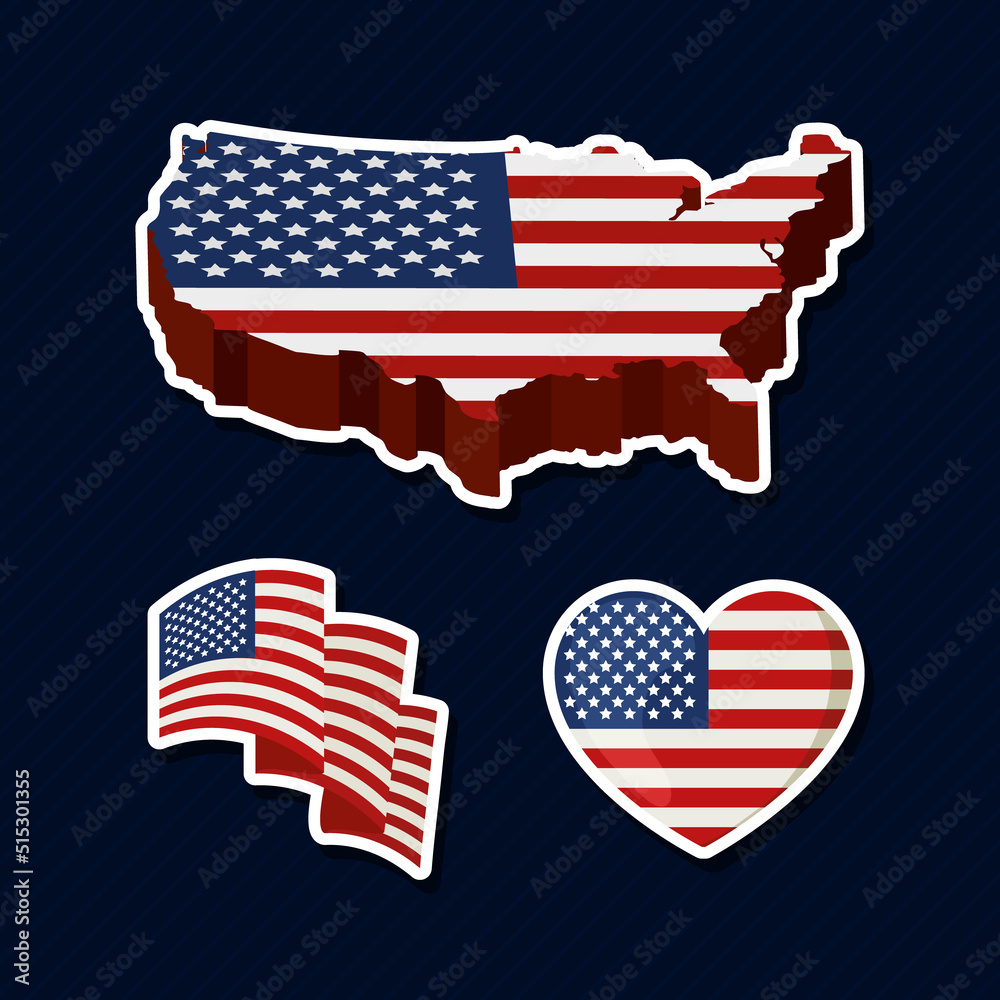 Poster usa icons set