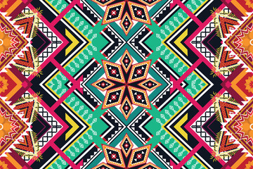 Geometric ethnic flower pattern for background,fabric,wrapping,clothing,wallpaper,Batik,carpet,embroidery style.