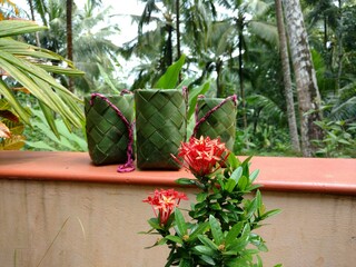 A traditional flower pot for onam festival