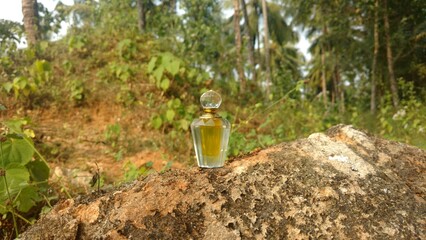 A beautiful shot of a scent bottle