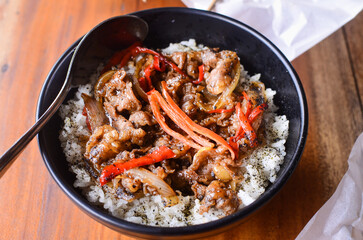 Japanese beef on rice bowl/Japanese Gyudon/Yakinikudon