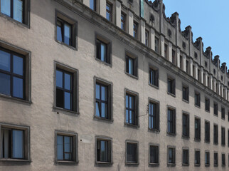 The windows of the building, socialist realist architecture ...