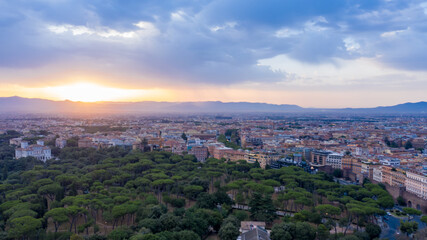 Fototapeta premium Aerial views of Rome sunrise, Italy