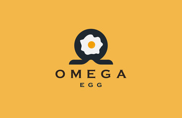Omega egg logo icon design template flat vector illustration